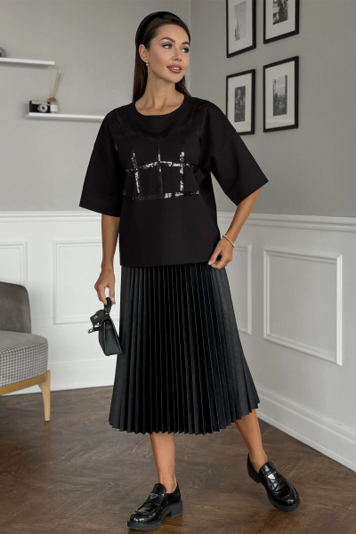 Джемпер с вышивкой пайетками и спущенным плечом Kaloris 2147/1 - фото 2