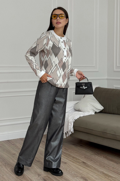 Джемпер мультиколор с длинным рукавом и манжетами Kaloris 2152 - фото 2