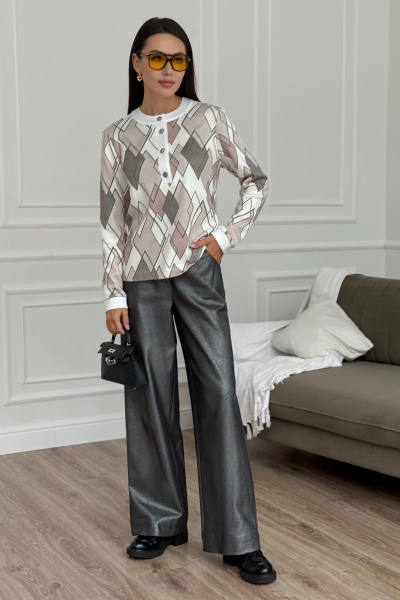 Джемпер мультиколор с длинным рукавом и манжетами Kaloris 2152 - фото 1