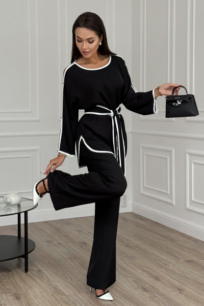 Костюм блуза и брюки прямого кроя из текстиля Kaloris 2154 - фото 6