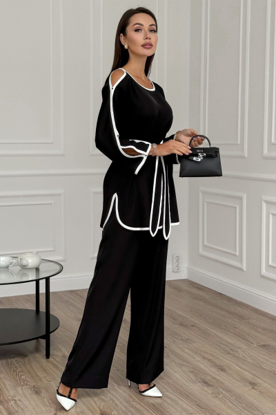 Костюм блуза и брюки прямого кроя из текстиля Kaloris 2154 - фото 4
