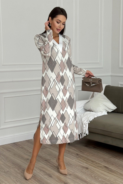 Платье с разрезами и бейкой из трикотажа Kaloris 2155 - фото 4