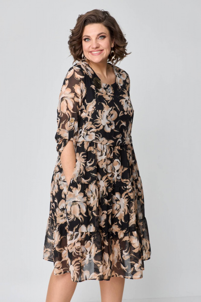 Платье свободного кроя из шифона с воланами Solomeya Lux 969А - фото 2