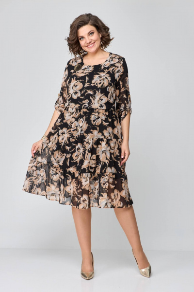 Платье свободного кроя из шифона с воланами Solomeya Lux 969А - фото 3