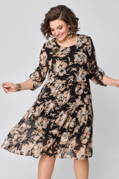 Платье свободного кроя из шифона с воланами Solomeya Lux 969А - фото 5