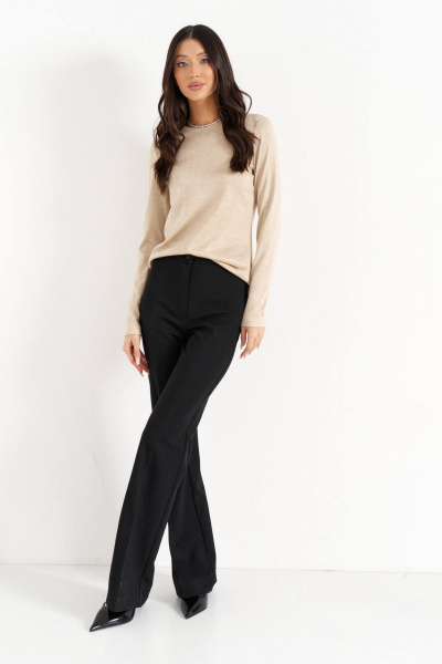 Круглогодичный нарядный бежевый трикотажный джемпер ANNETE A2066 - фото 2