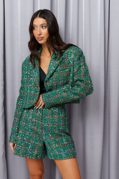 Жакет укороченный из твида с пайетками для повседневных ANNETE A5390 - фото 3