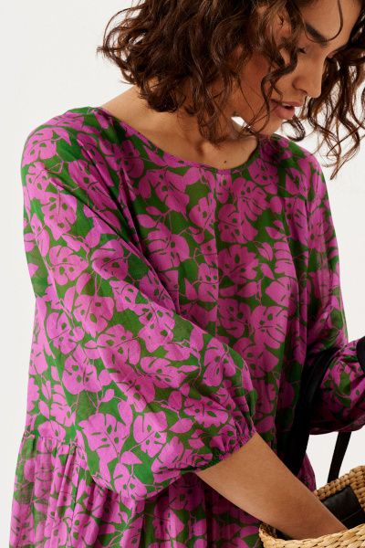 Летнее платье из хлопка с геометричным узором Панда 133390 розово-зеленый - фото 3