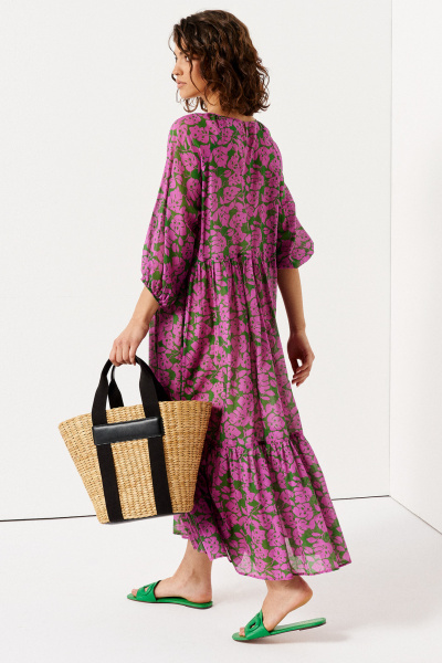 Летнее платье из хлопка с геометричным узором Панда 133390 розово-зеленый - фото 4