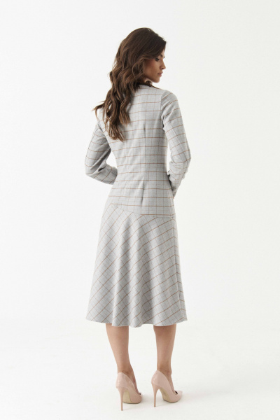 Демисезонное платье в клетку с нагрудными вытачками Панда 191580w серый - фото 5