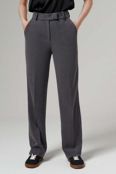 Демисезонные серые брюки зауженные из текстиля Панда ПА-161267w серый - фото 1