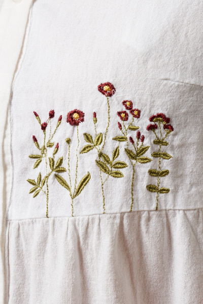 Летняя хлопковая блузка с вышивкой и асимметричным кроем Панда ПА-199043л белый - фото 3