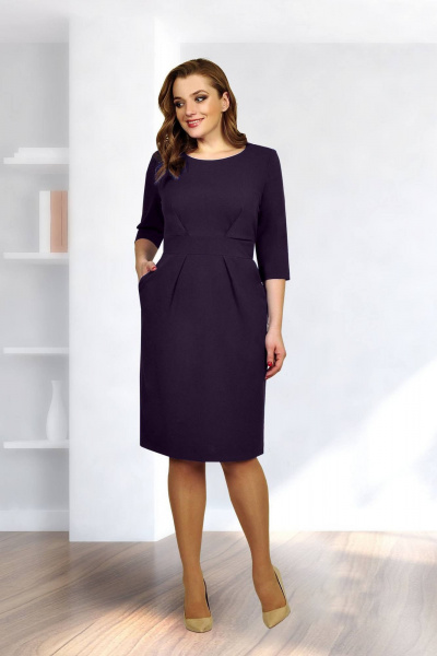 Платье приталенное с складками и поясом на шлице Fortuna ШЖ 611 - фото 1