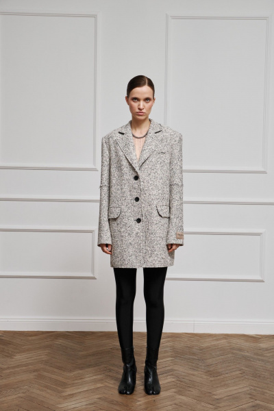 Пиджак однобортный оверсайз из текстиля и шерсти Skipper Design 325 белый - фото 8