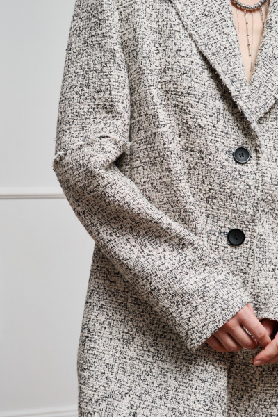 Пиджак однобортный оверсайз из текстиля и шерсти Skipper Design 325 белый - фото 6