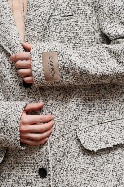 Пиджак однобортный оверсайз из текстиля и шерсти Skipper Design 325 белый - фото 7