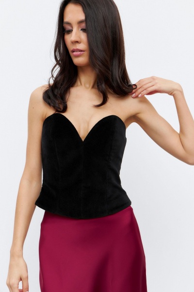 Топ в корсетном стиле из ткани с разъемной молнией ATTIKA A3069 черный - фото 3