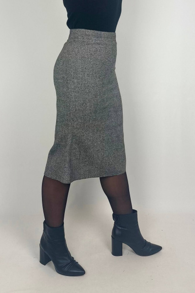 Юбка серая деловая или на каждый день из текстиля VLADOR 500128 темно-серый - фото 4