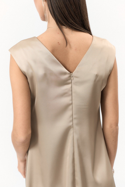 Бежевое платье с длиной по спинке 124 см на вечерние мероприятия ANIDEN 710-1 бежевый - фото 6