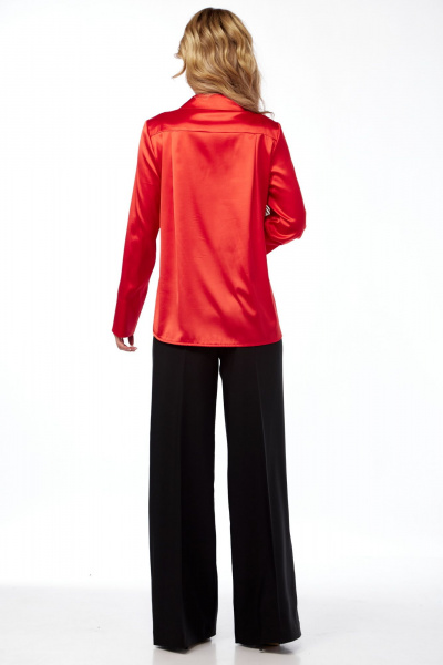 Блуза из текстиля с отложным воротником и складками Lady Line 1582 красный - фото 7