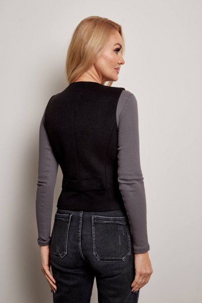 Черный жилет на подкладке с рельефами и карманами-обманками Azzara 1030Ч - фото 3