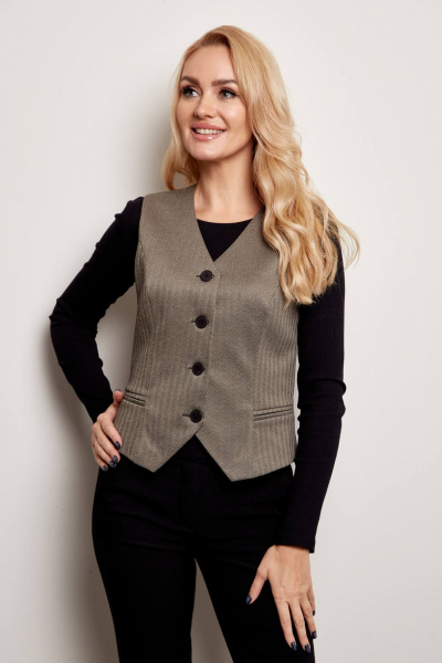 Бежевый жилет на подкладке из теплой ткани с рельефами Azzara 1030Е - фото 1