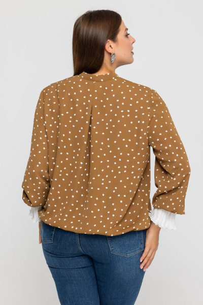 Демисезонная женская блузка в горошек из вискозы Avila 0984 светло-коричневый - фото 6
