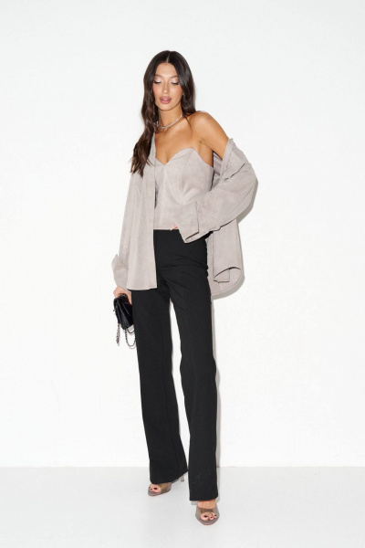 Нарядный корсет топ из замшевой ткани с фигурным вырезом ANNETE A2049 - фото 3