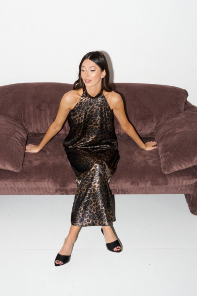 Макси платье в стиле нарядный с анималистичным принтом ANNETE A3620 - фото 3