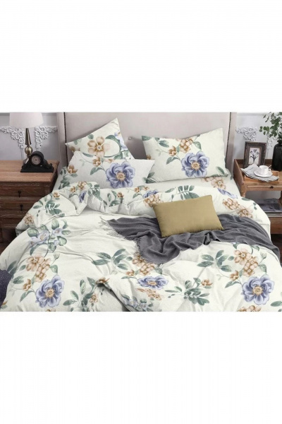 Евро комплект постельного белья из текстиля белого цвета СонМаркет Поплин Бетси (comfort) Евро - фото 1