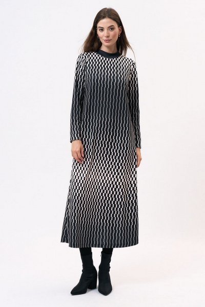 Платье на каждый день с вискозой и трикотажем Art Ribbon M1051P - фото 1