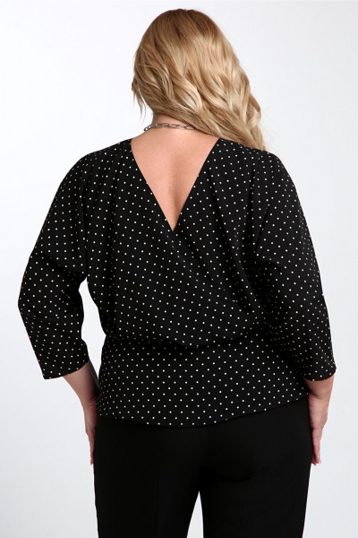 Черная на каждый день нарядная блузка с поясом Таир-Гранд 62426 горох - фото 2