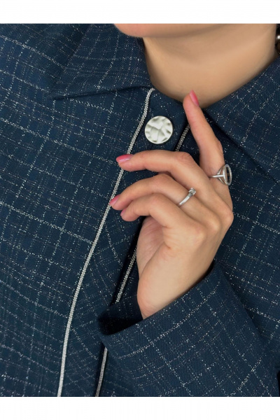 Классический укороченный жакет из текстиля с люрексом DEVITA 4022 турмалин - фото 5