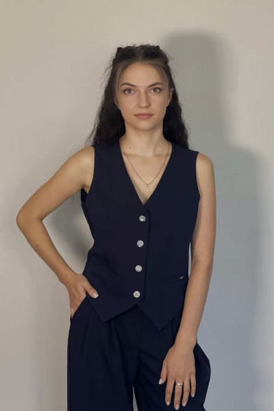 Жилет женский короткий классический для офисного и повседневного стиля Tammi 1Ш95-24/1 синий - фото 1