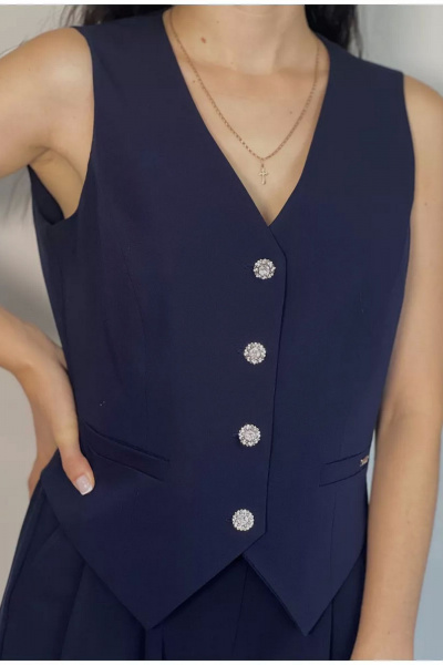 Жилет женский короткий классический для офисного и повседневного стиля Tammi 1Ш95-24/1 синий - фото 2