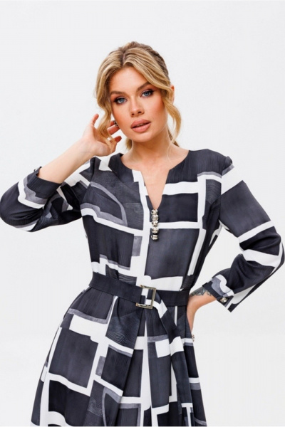 Платье из текстиля с отрезной талией и съемным поясом Faufilure C1708 - фото 4