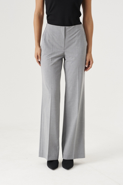 Демисезонные брюки из поливискозной ткани с прорезными карманами Панда 188563w светло-серый - фото 2