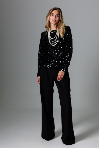 Элегантный брючный комплект из жакета с пайетками и палаццо Ларс Стиль 1019 - фото 6