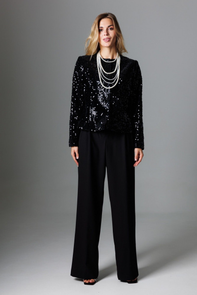 Элегантный брючный комплект из жакета с пайетками и палаццо Ларс Стиль 1019 - фото 1