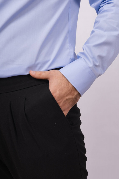 Гладкая рубашка с классическим воротником и длинным рукавом Nadex 01-088511/204-24 голубой - фото 7