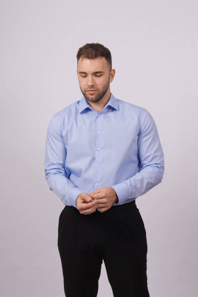 Гладкая рубашка с классическим воротником и длинным рукавом Nadex 01-088511/204-24 голубой - фото 2