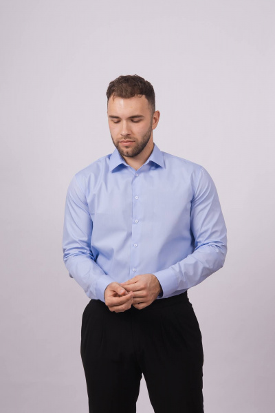 Гладкая рубашка с классическим воротником и длинным рукавом Nadex 01-088511/204-24 голубой - фото 1