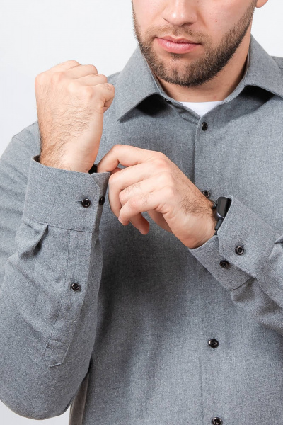 Гладкая рубашка в стиле На каждый день с пуговицами Nadex 01-088812/203-24 серый - фото 7