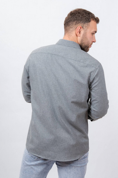Гладкая рубашка в стиле На каждый день с пуговицами Nadex 01-088812/203-24 серый - фото 5