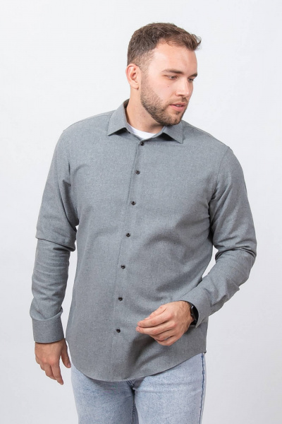 Гладкая рубашка в стиле На каждый день с пуговицами Nadex 01-088812/203-24 серый - фото 3