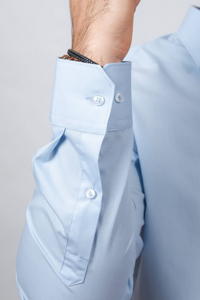 Гладкая рубашка в полоску с классическим воротником Nadex 01-088812/204-24 светло-голубой - фото 8