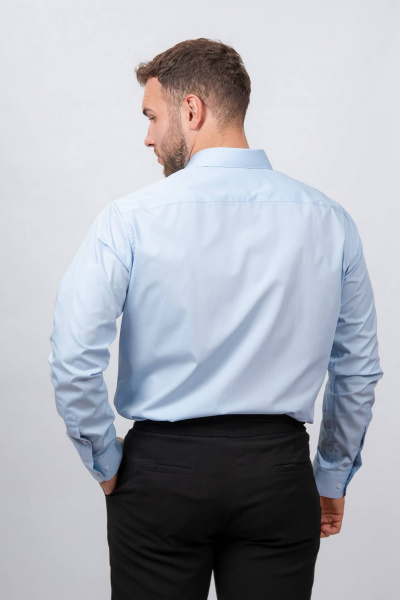 Гладкая рубашка в полоску с классическим воротником Nadex 01-088812/204-24 светло-голубой - фото 5