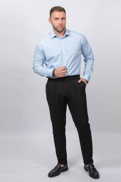 Гладкая рубашка в полоску с классическим воротником Nadex 01-088812/204-24 светло-голубой - фото 2