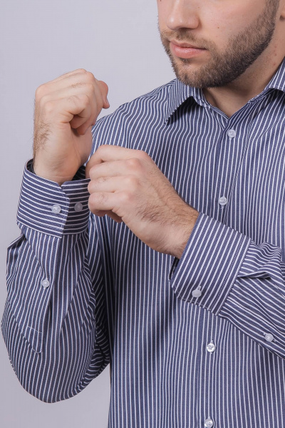 Гладкая рубашка в стиле На каждый день с карманом Nadex 01-088812/303-24 сине-белый - фото 6