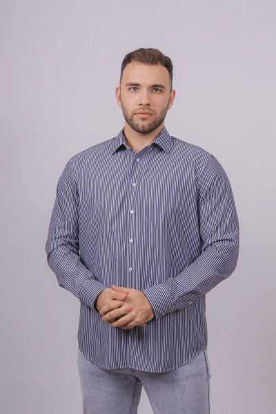 Гладкая рубашка в стиле На каждый день с карманом Nadex 01-088812/303-24 сине-белый - фото 3
